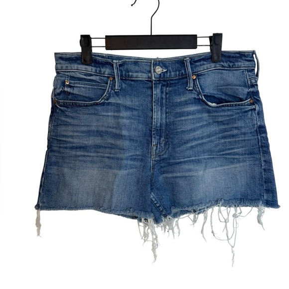 Mother Dutchie Fray Running With Scissors Denim Shorts - Picture 1 of 6